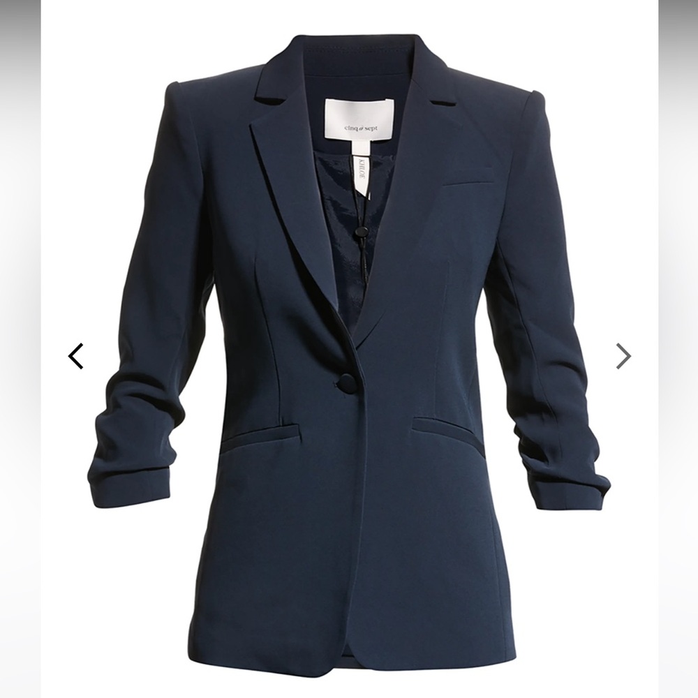 Cinq A Sept-Khloe Crepe 3/4-Sleeve Blazer- Navy- Size 4